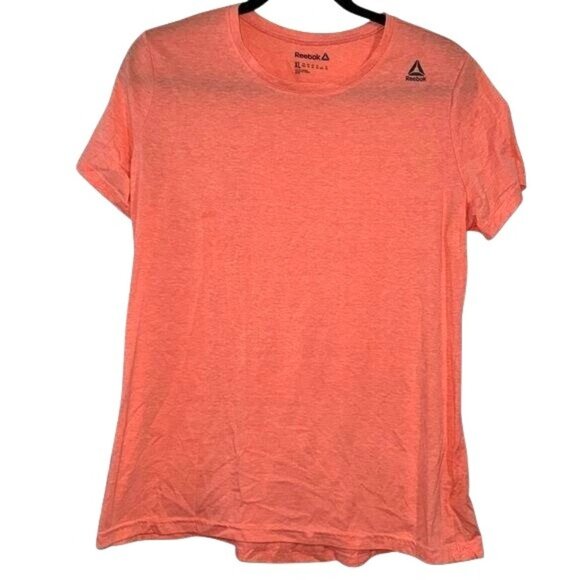 Reebok Womens Coral Orange Activewear T-Shirt XL Polyester & Cotton Blend Lightw - Picture 1 of 7